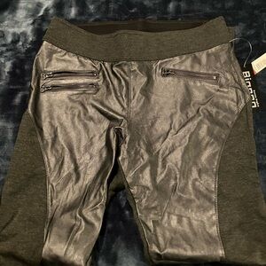 Women’s black stretch & leather look pants